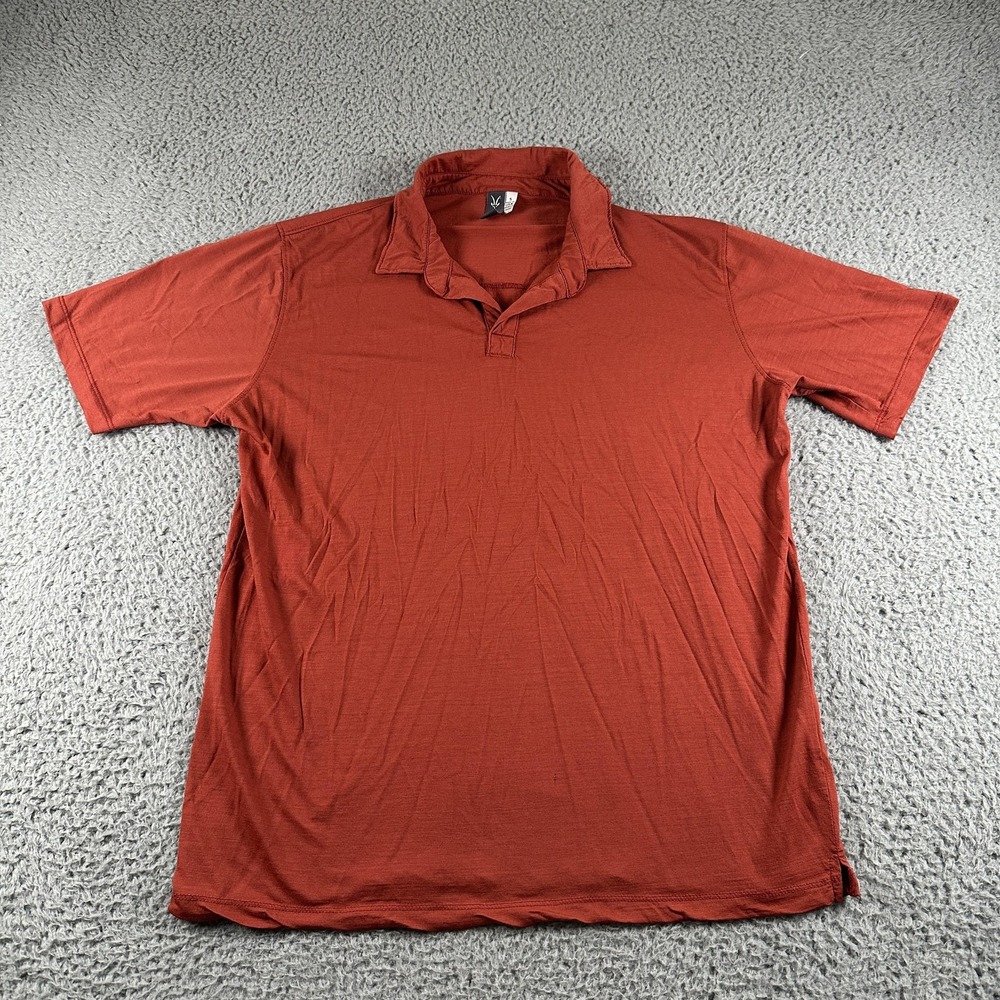 Ibex Merino Wool Polo Shirt Mens Small Rust Short Sleeve Casual Made In USA